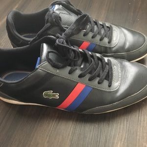 Mens black lacoste leather sneakers